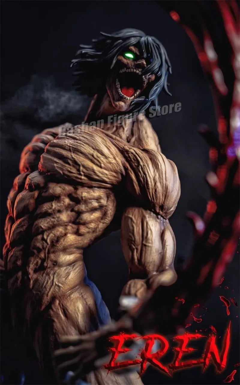 Anime Attack on Titan Action Figure Eren Jaeger Statue PVC Collectible Model Shingeki no kyojin Combat Form Eren Figurine Toys