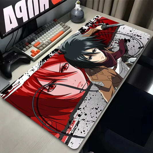 Anime Mouse Pad Large XXL Laptop Mikasa Kawaii Girl Keyboard Rug PC Gamer Cabinet Mousepad Attack on Titan Gaming Desk Mat