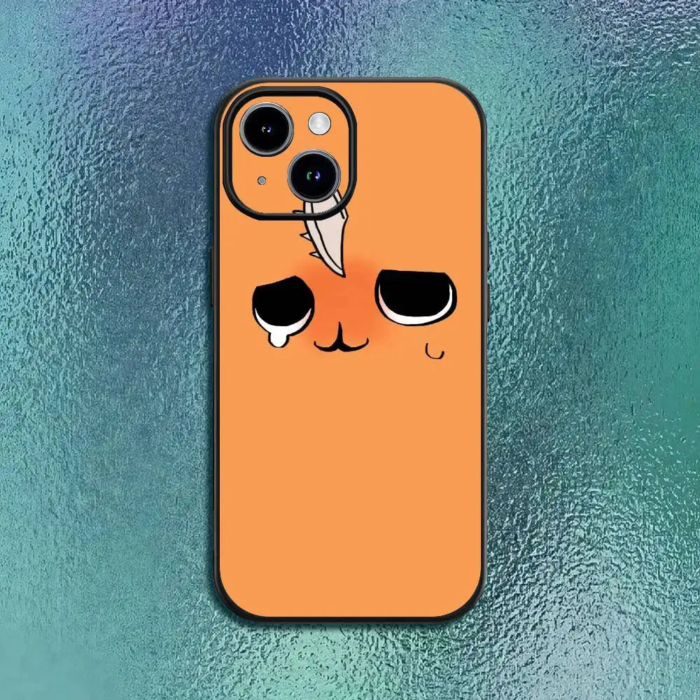 Chainsaw Man P-Pochita Phone Case For 11 12 13 14 15 16Pro Max mini Plus Classic black soft shell