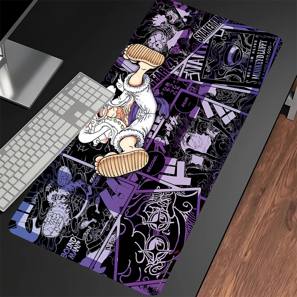 Luffys-Gear5 Desk Mat Large Mousepad Anime Mouse Pad O-One-PieceS Pc Accessories Gamer Keyboard Xxl Gaming Extended Mats