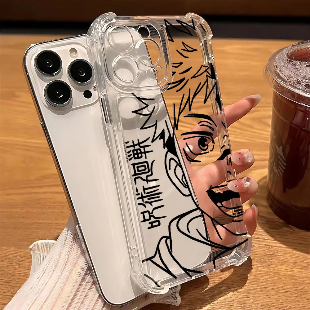 Anime Jujutsus Kaisens Gojo Phone Case for IPhone 16 15 14 13 12 11 Mini Pro Max X XR XSMax 8 Plus Shockproof Transparent Cover