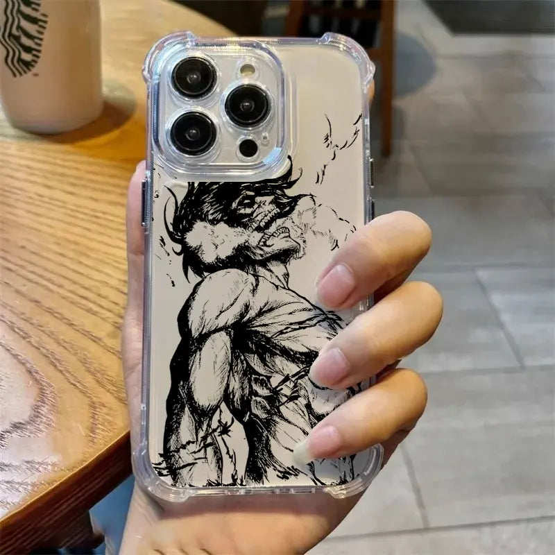 Anime Attack On Titan Hot Cool Phone Case Clear For iPhone 17 16 14 15 11 12 13 Pro Max 16E 16 Plus 17 Air Soft Shockproof Cover