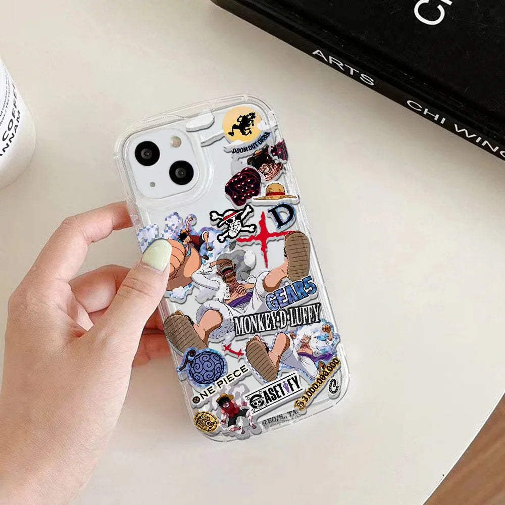 Anime O-One P-Pieces Clear Case for IPhone 16 15 14 13 12 11 Pro Max 14 15 7 8 Plus X XR XS Max SE2020 Airbag Shockproof Cover