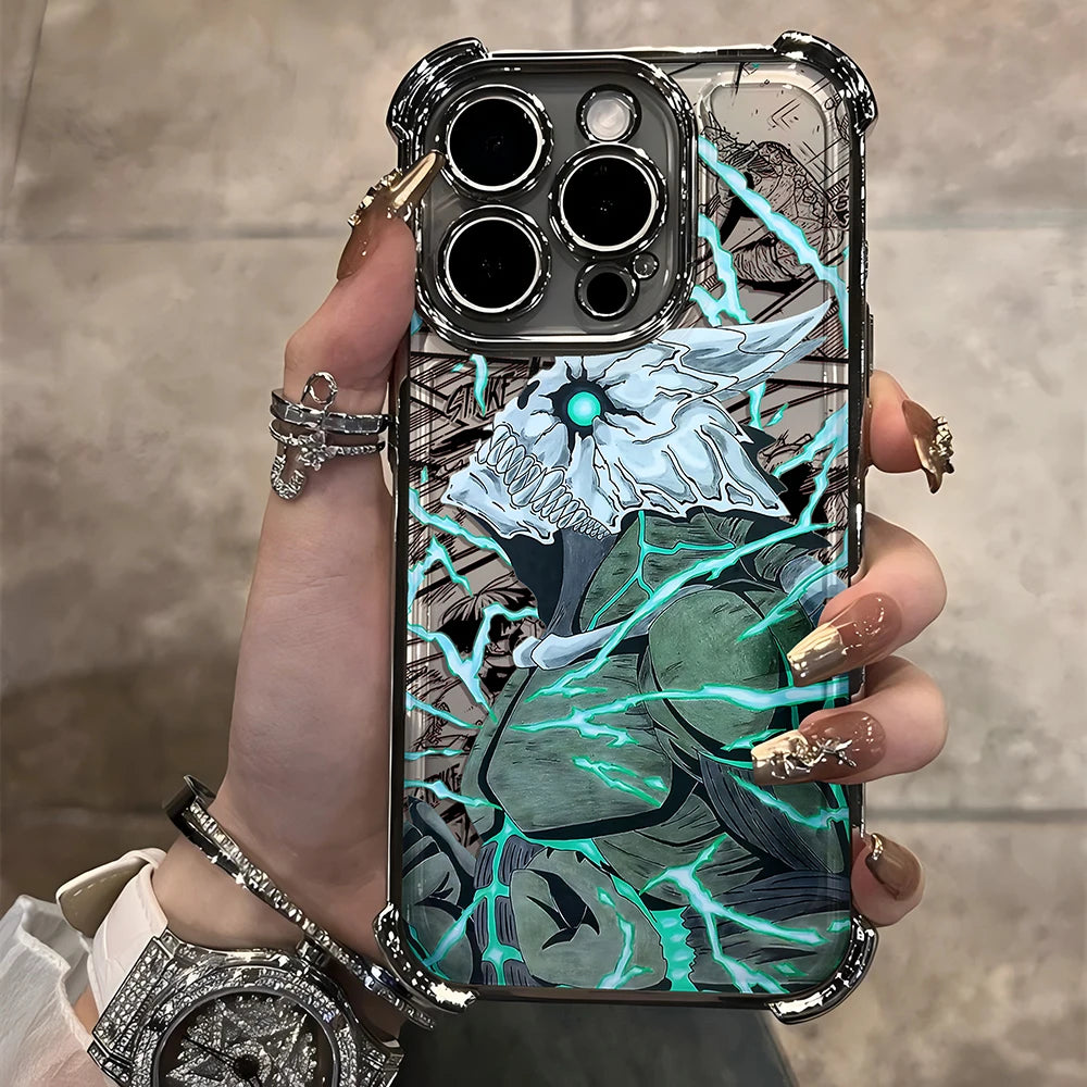 Plating Case For Kaiju No 8 Kafka iPhone 16 15 14 13 12 11 Pro Max X XR XSMax 7 8 6 Plus Anti-Fall Airabag Back Cover