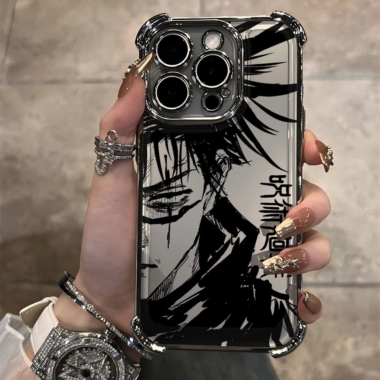 Anime Jujutsus Kaisens Gojo Plating Case for IPhone 16 15 14 13 12 11 Pro Max X XR XSMax 7 8 6 Plus Anti-Fall Airabag Back Cover