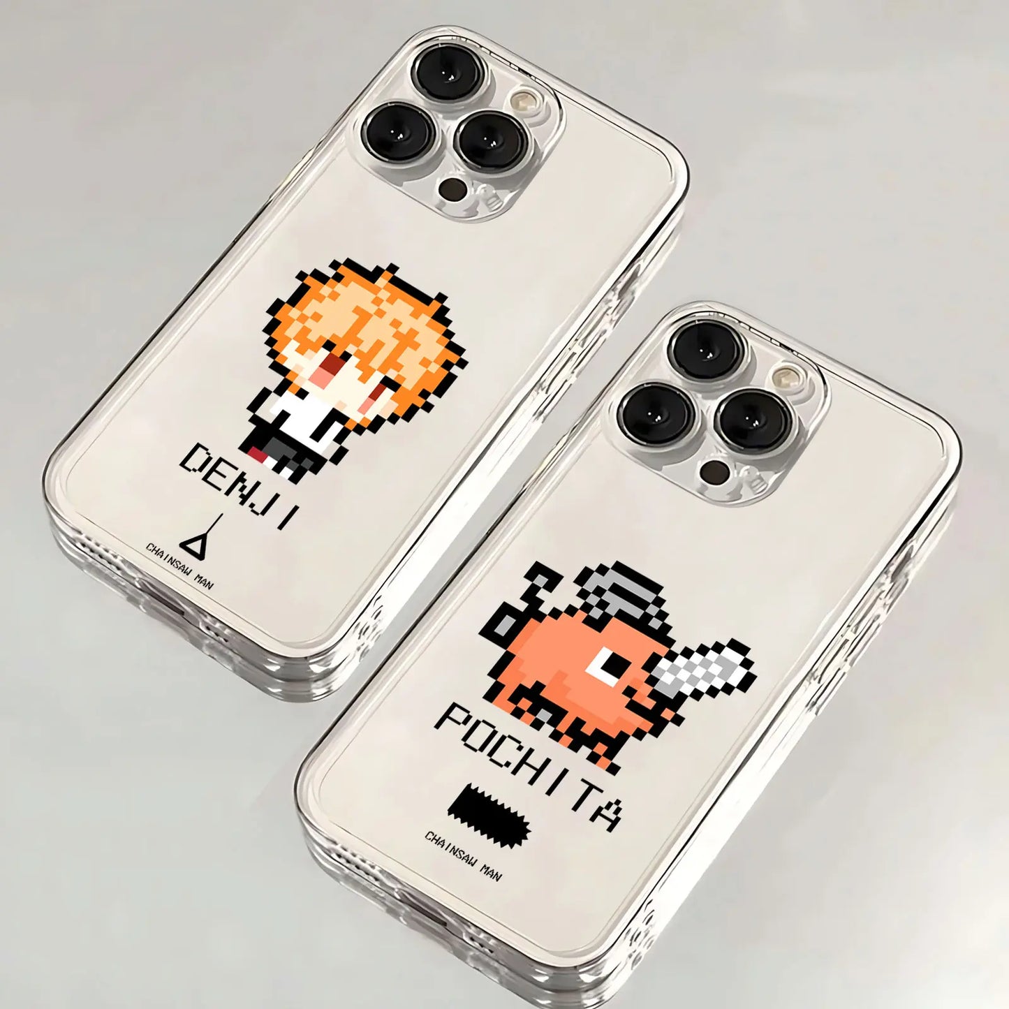 Pixel Cartoon Chainsaw Man Hot Phone Case For iPhone 16 15 14 13 12 11 Mini Pro Max X XR XSMax 7 8 Plus SE20 Transparent Cover