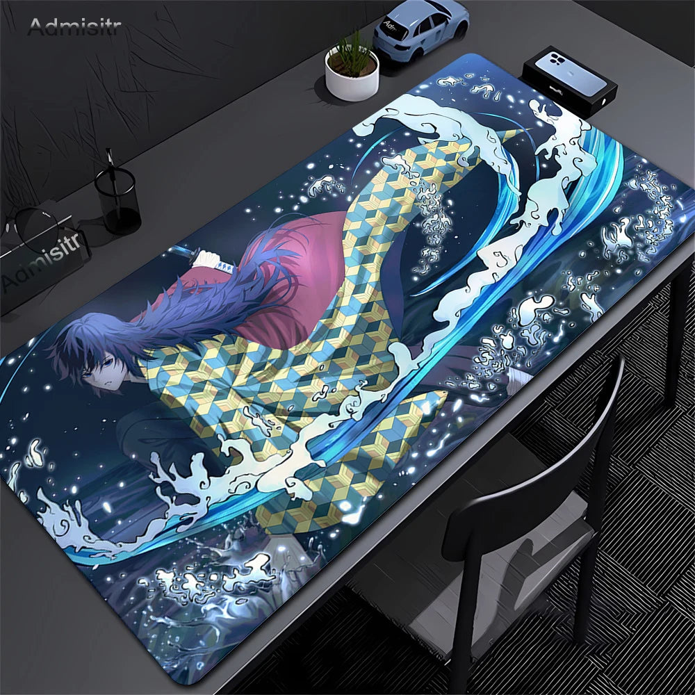 Large Mouse Pad Demon Slayer Nezuko Cute Anime Mousepads Kawaii Table Mats Office Accessories Deskmat Rubbe Lockedge Mouse Mat