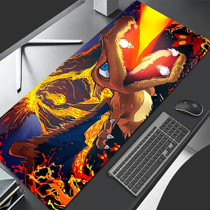 Mouse Pad Lockedge Large Gaming Accessories Computer Gamer Keyboard Pad Pokemon Charizard Mouse Mat Desk XXL Mousepad For gift