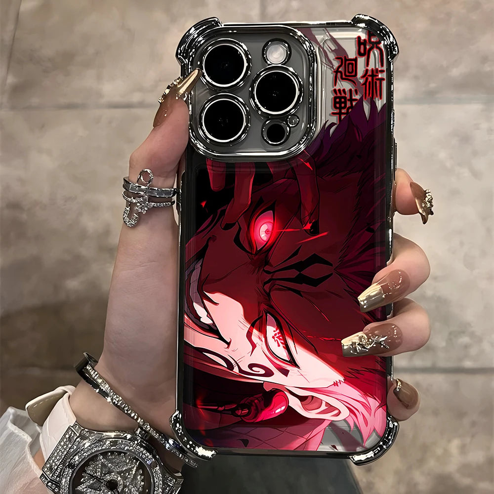 Jujutsu Kaisen Gojo Satoru New Plating Case For iPhone 16 15 14 13 12 11 Pro Max X XR XSMax 7 8 Plus Shockproof Anti-Fall Armor