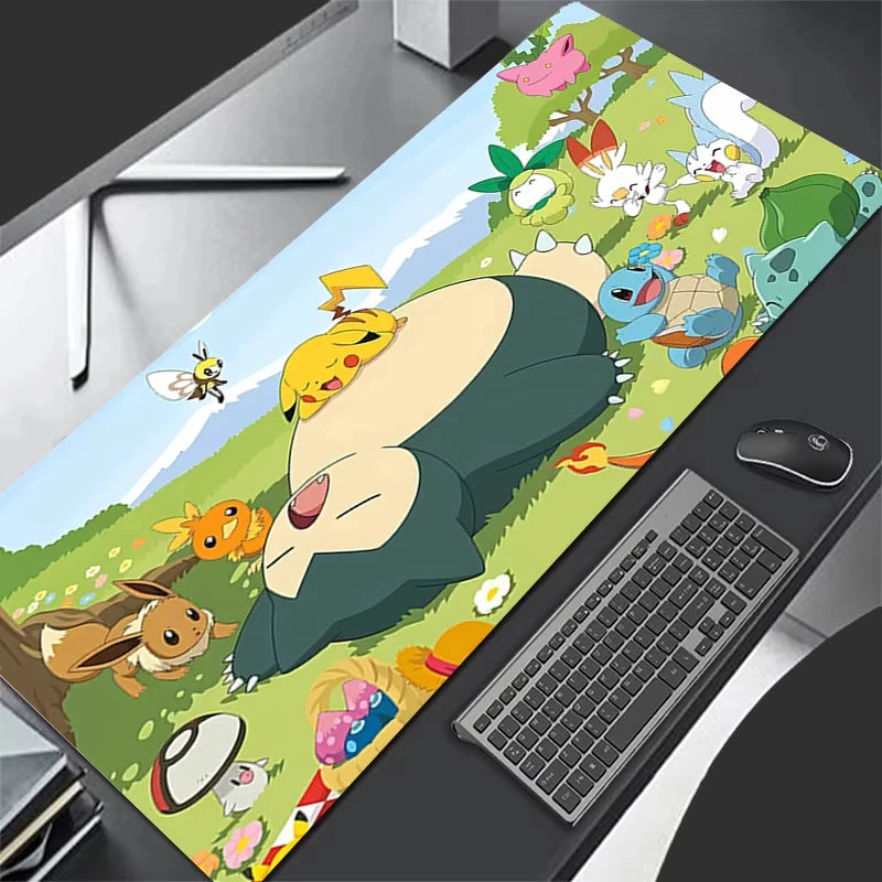 Gaming Mouse Pad Large Gamer 900x400 Keyboard Desk P-pokemonS S-snorlax Mouse Mat Carpet Rubber Tapis Souris XXL Laptop Mousepad