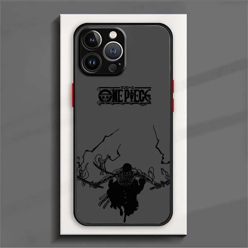 Zoro O-One Piece Cover For Apple iPhone 16 15 14 13 12 11  XR 8 Pro Max Plus Mini Frosted Translucent Phone Case