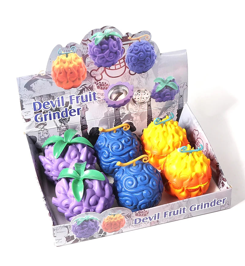 New Devil Fruit Cigarette Grinder Zinc Alloy 63-3 Layer Cigarette Crusher Multi Color Display Box Manufacturer Direct Sales
