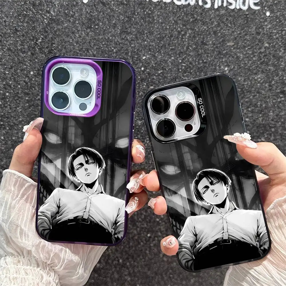 Luxury Hot Anime Attack On Titan Phone Case For IPhone 17 Air 16 15 14 13 12 11 Pro Max Plus Color Shockproof Back Silver Cove