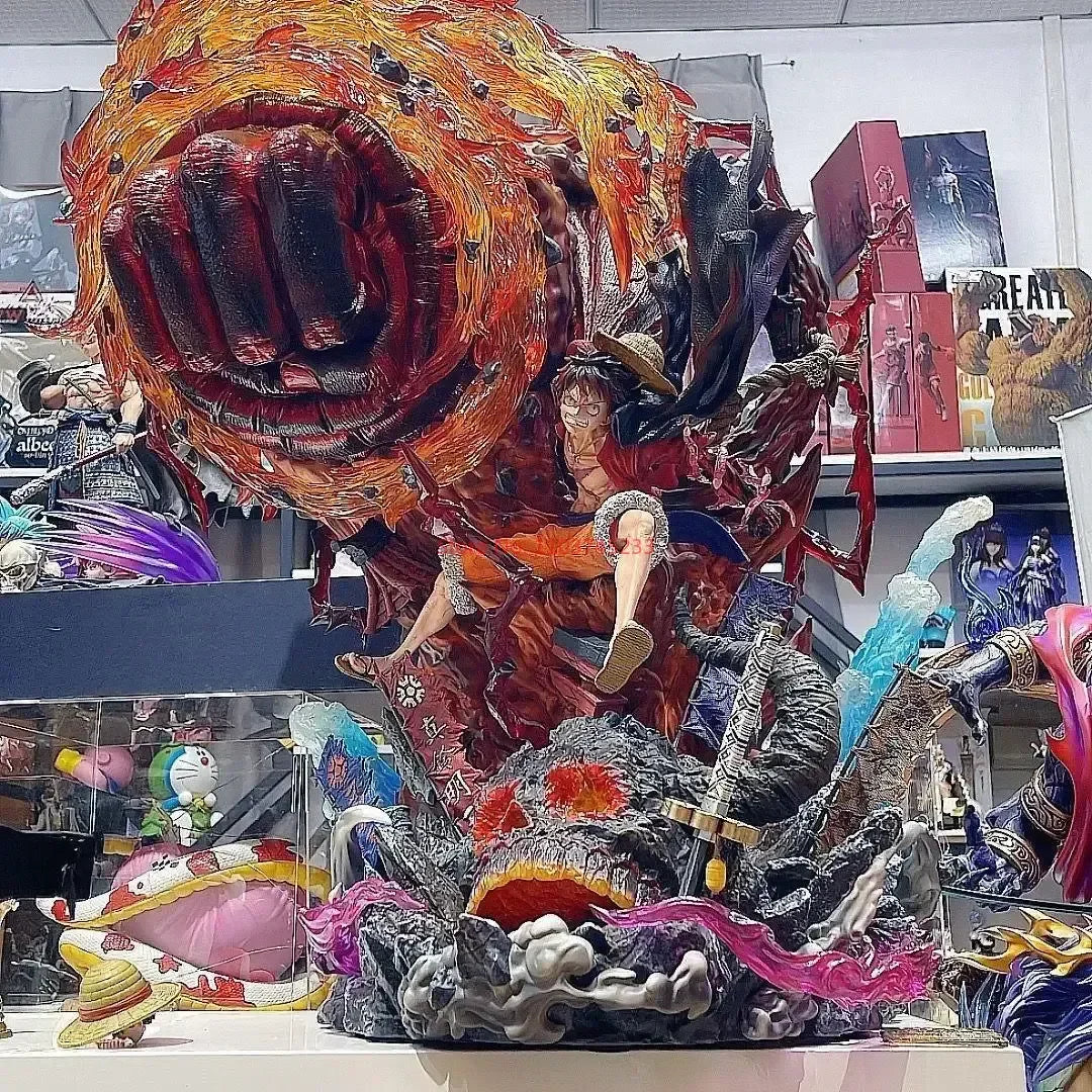 Hot One Piece Gk Anime Figure Luffy With Led  Toys Gear 3 Figurine Red Roc Pvc Statue Collectible Model Decoration Birthday Gift