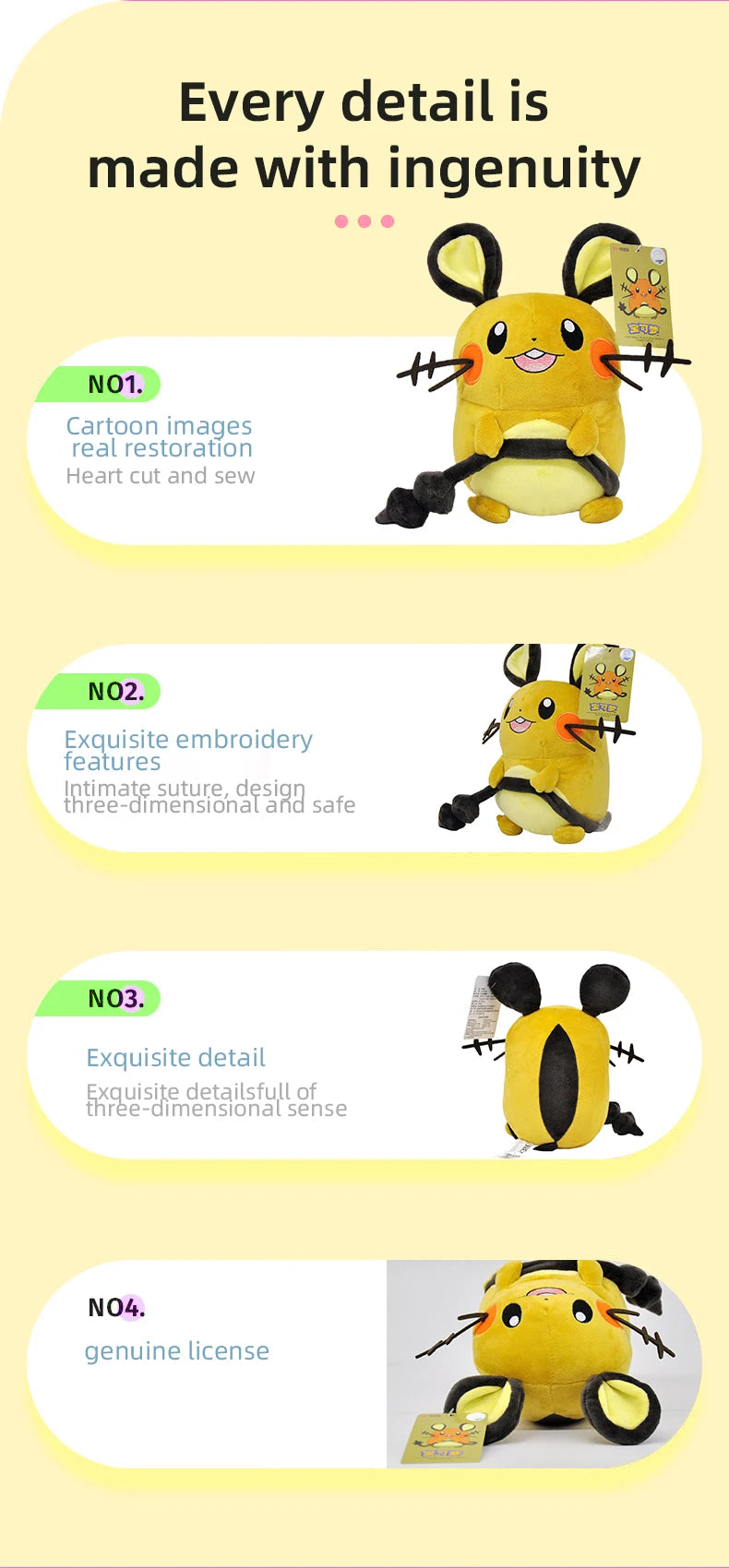 Pokemon Kawaii Dedenne Stuffed Toys Cartoon&Cute Electric Mouse Plush Dolls Throw Pillow Birthday Gift  For Kids Friends Boys