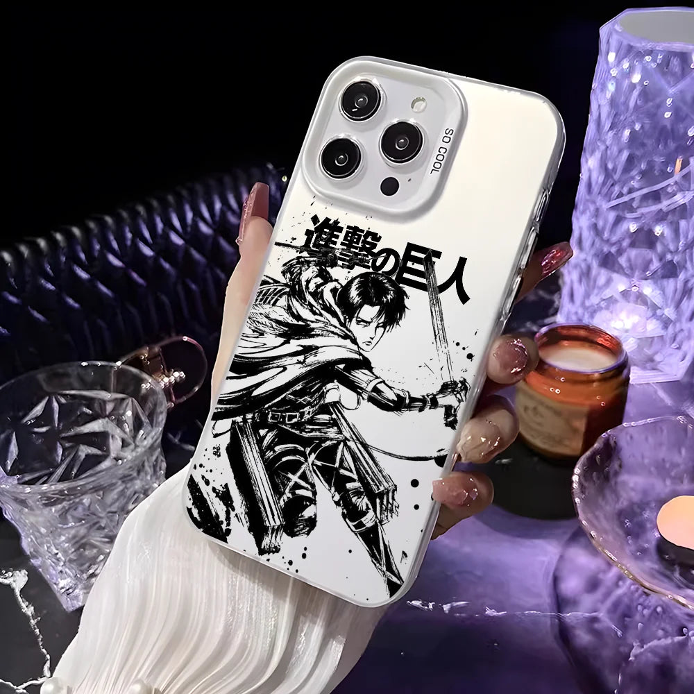 Hot Anime Attack on Titan Phone Case For iPhone 16 15 14 13 12 11 Pro Max Plus – Colorful Gradient Soft TPU Back Cover