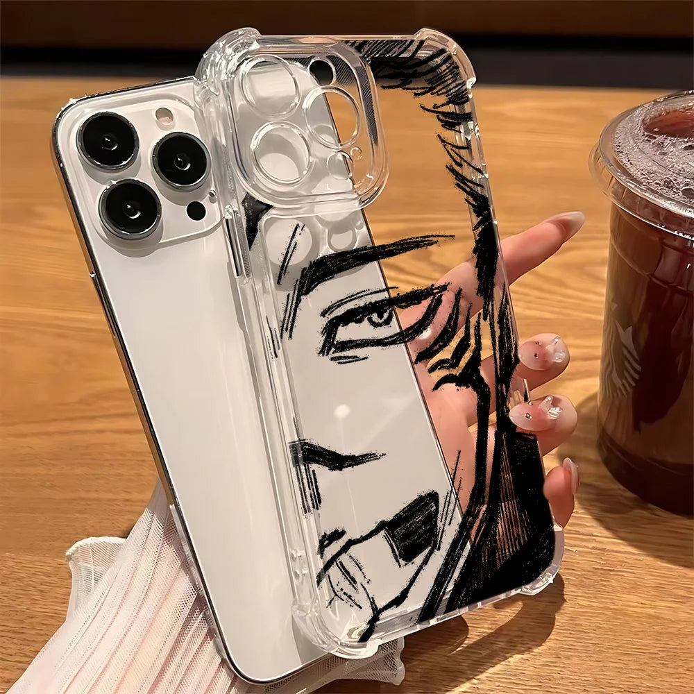 Anime Jujutsus Kaisens Gojo Phone Case for IPhone 16 15 14 13 12 11 Mini Pro Max X XR XSMax 8 Plus Shockproof Transparent Cover