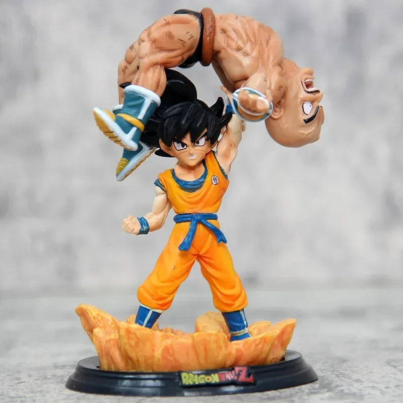 12cm/4.7 inches Dragon Ball anime character Goku lifting Nappa PVC Action Figure Figurine Model Collection Decoration Toys Gift