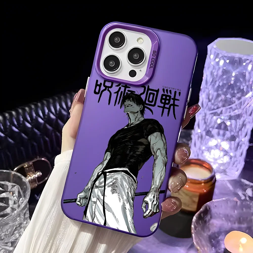 J-Jujutsu Toji Kaisen F-Fushiguro Phone Case for IPhone 16 15 14 13 12 11 Pro Max Independent Metal Button Silver Shell