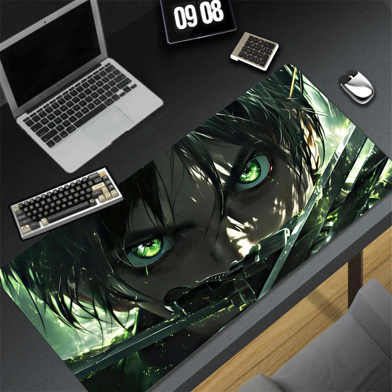 Computer Gaming Accessories Mousepad Office A-attack on Titan Eren Yeager Mouse Pad Keyboard Pad Desk Decoracion Anime Desk Mat