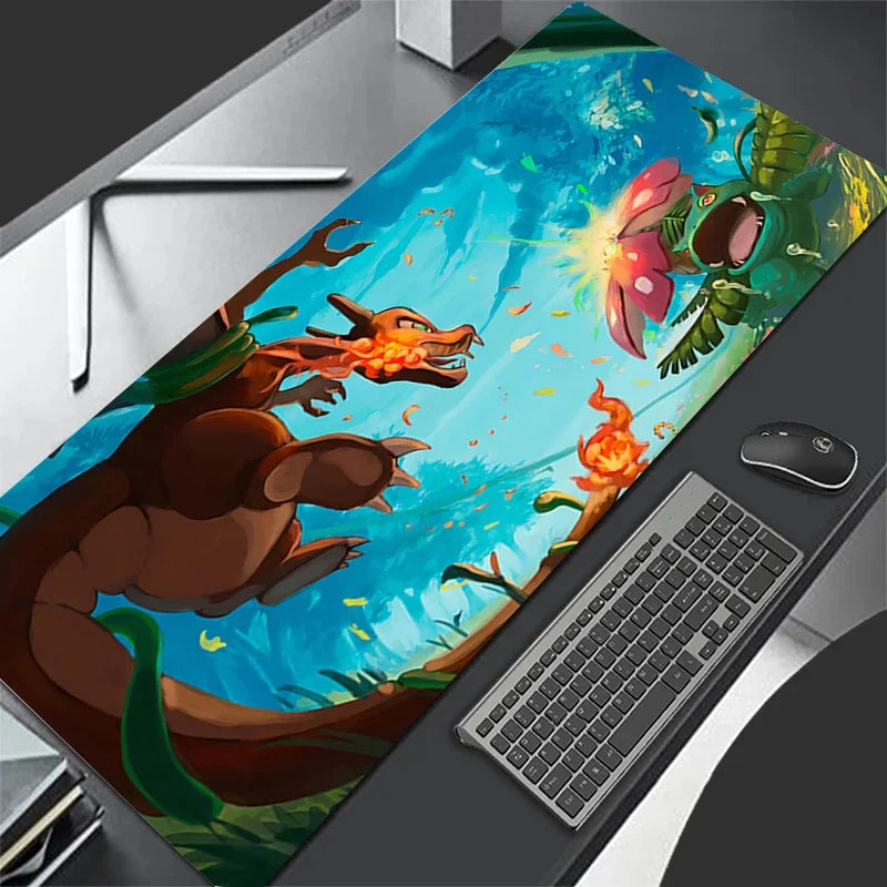 Mouse Pad Lockedge Large Gaming Accessories Computer Gamer Keyboard Pad Pokemon Charizard Mouse Mat Desk XXL Mousepad For gift