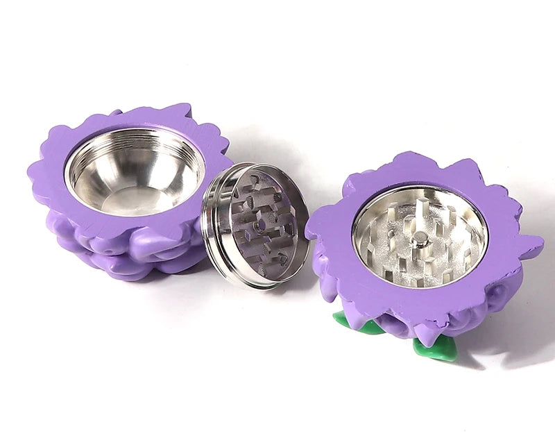 New Devil Fruit Cigarette Grinder Zinc Alloy 63-3 Layer Cigarette Crusher Multi Color Display Box Manufacturer Direct Sales