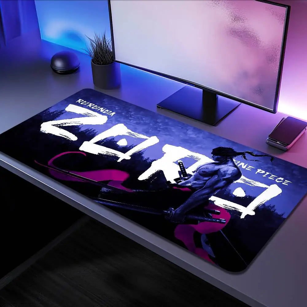 ONE PIECE Roronoa Zoro Anime Mousepad Large Desk Mat Keyboard Ergonomic Office Rubber PC Non-slip Anti-fray Home Custom Game