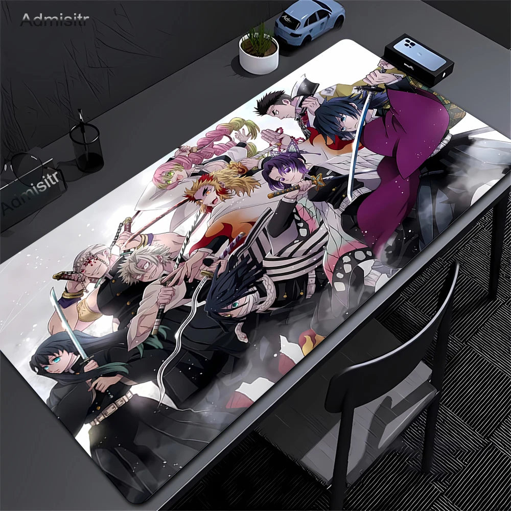 Large Mouse Pad Demon Slayer Nezuko Cute Anime Mousepads Kawaii Table Mats Office Accessories Deskmat Rubbe Lockedge Mouse Mat