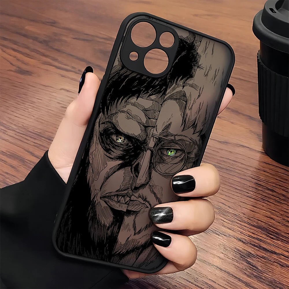 Luxury Attack On Titan Hot Anime Phone Case For iPhone 16 15 14 13 12 11 Mini Pro Max X XR XSMax 7 8 6 6s Plus Matte Clear Cover