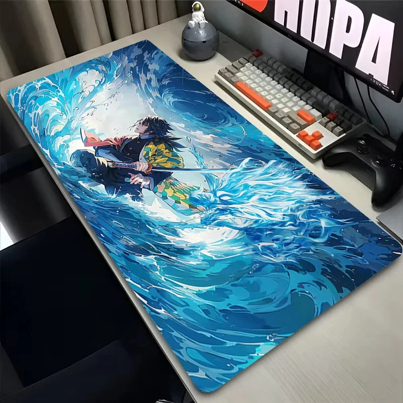 Mouse Pad Laptop Anime Extended Desktop Mat Computer Gamer D-demon Slayer Tomioka Giyuu Mousepad Gaming Accessories Keyboard Pad