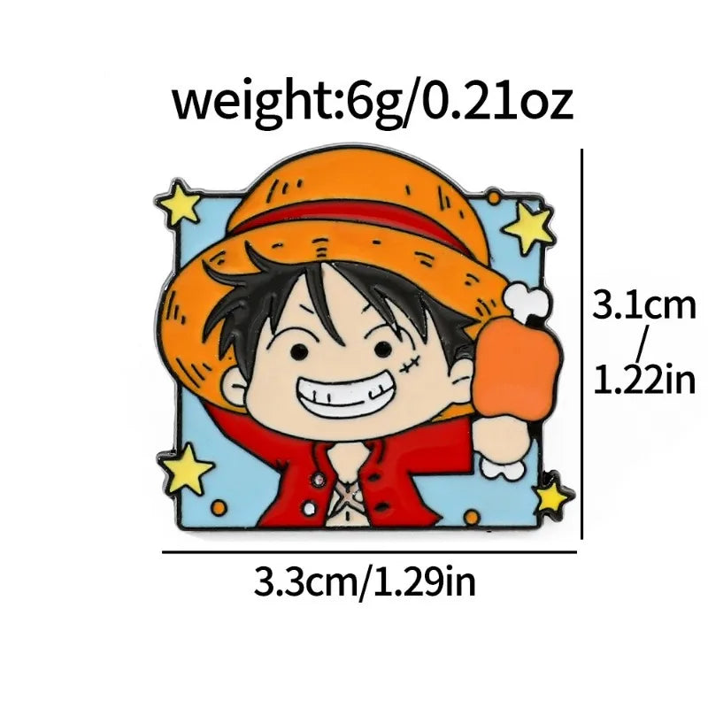 One Piece Cartoon Broochs Cap Luffy Zoro Sanji Anime Action Figures Q Figurals Toys Badges Merchandise Decoration Children Gifts