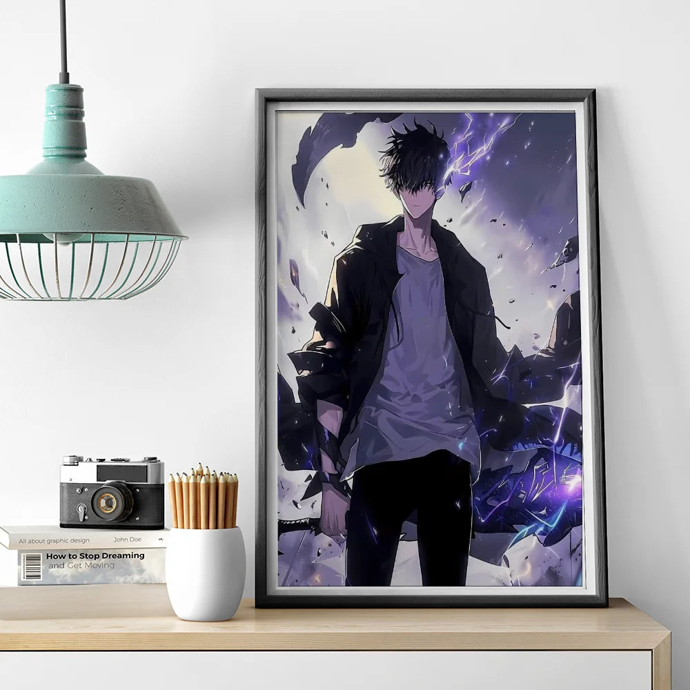 1PC Solo Leveling Poster Self-adhesive Art Waterproof Paper Sticker Coffee House Bar Room Wall Decor