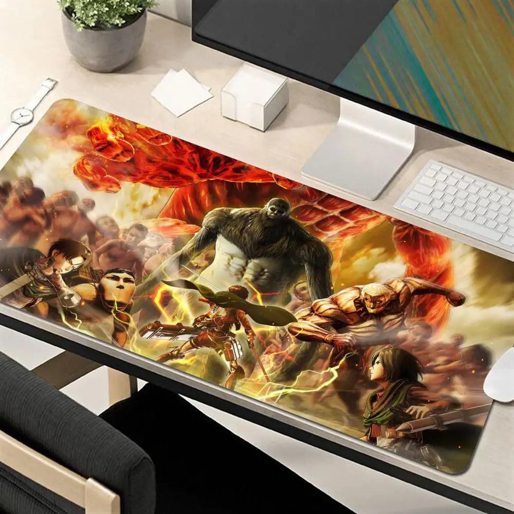 Attack on Titan Anime Large Lock Edge Mouse Pad Computer Mousepad XXL S Gaming Padmouse Gamer Laptop Keyboard Mouse Mats Carpet