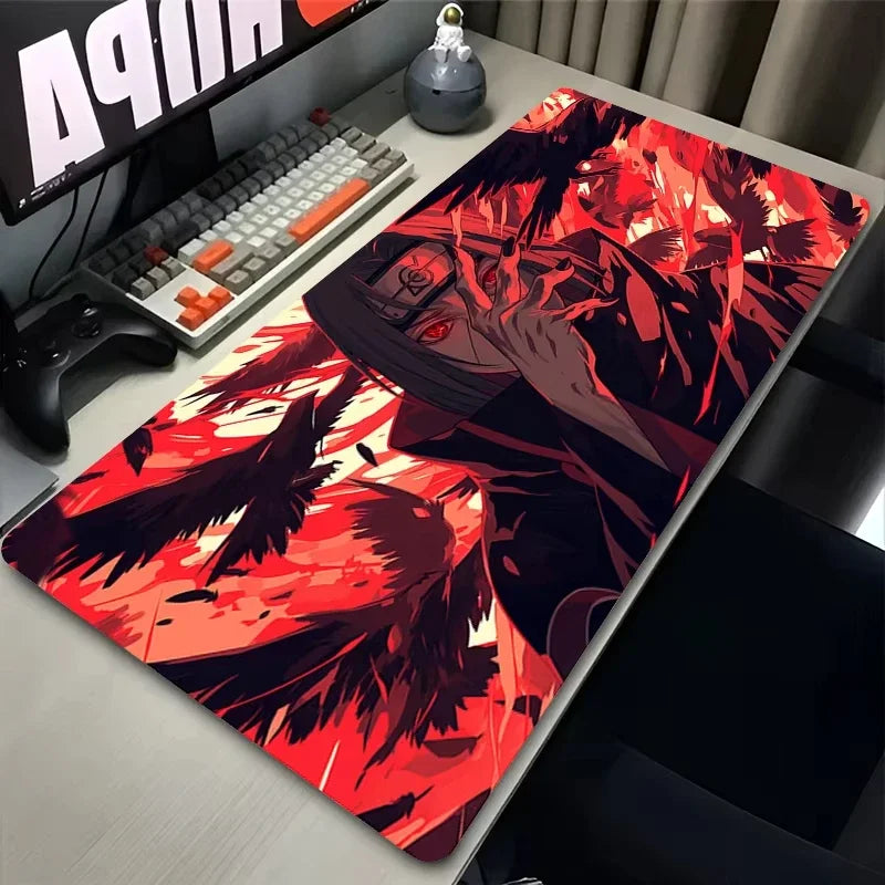 Black and White Cool Mouse Pad XL PC Non Slip A-akatsuki Keyboard Rug Laptop Japan Anime N-narutoS Mousepad Moon Desk Mat Carpet