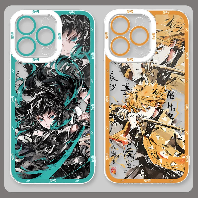 Anime Demon Slayer Clear Phone Case For iPhone 16 Pro Max 15 14 Pro Max 13 12 11 XS X XR 8 7 SE 2020 Soft Silicone Back Cover