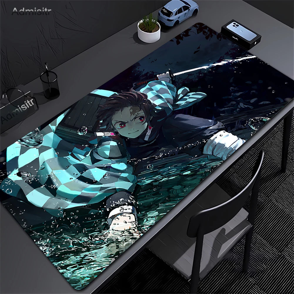 Large Mouse Pad Demon Slayer Nezuko Cute Anime Mousepads Kawaii Table Mats Office Accessories Deskmat Rubbe Lockedge Mouse Mat