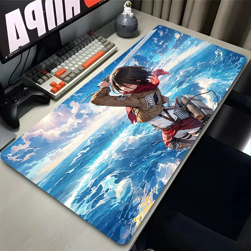 Anime Mouse Pad Large XXL Laptop Mikasa Kawaii Girl Keyboard Rug PC Gamer Cabinet Mousepad Attack on Titan Gaming Desk Mat