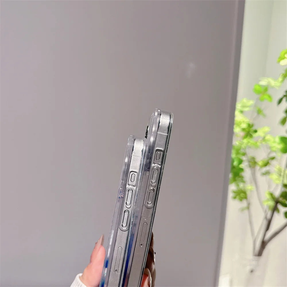 Floating Liquid Quicksand Transparent Soft Case Cover For iPhone 15 Plus 14 12 11 13 Pro MAX Cartoon Pirate Ship Icon Capa Coque