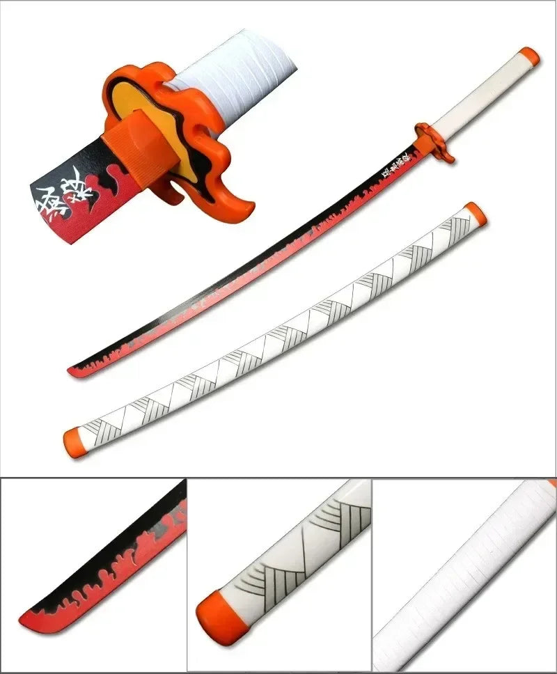 104cm Demon Slayer Kokushibo Katana Kimetsu No Yaiba Blade Sword Anime Cosplay Prop Real Size Japanese Katana Samurai Sabre Toy