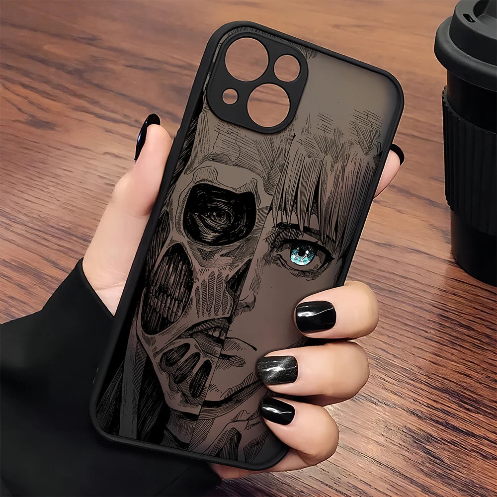 Luxury Attack On Titan Hot Anime Phone Case For iPhone 16 15 14 13 12 11 Mini Pro Max X XR XSMax 7 8 6 6s Plus Matte Clear Cover