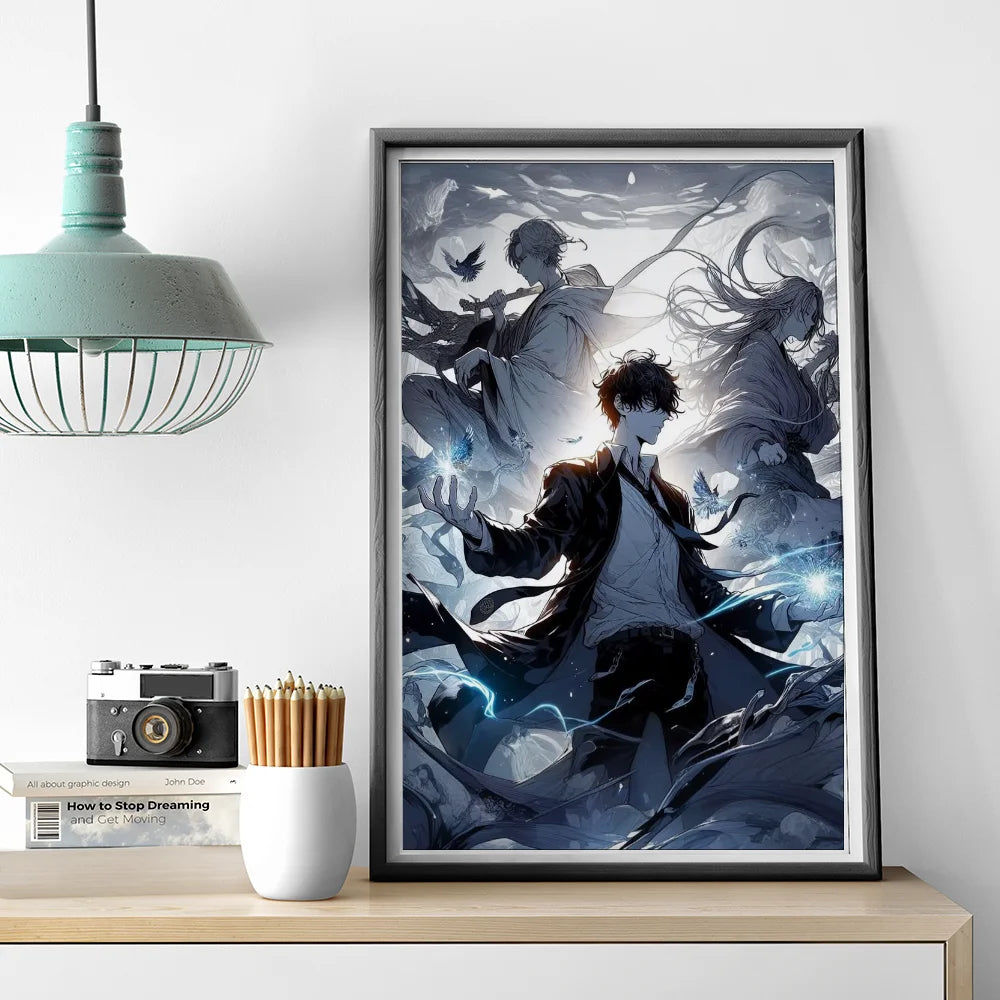 1PC Solo Leveling Poster Self-adhesive Art Waterproof Paper Sticker Coffee House Bar Room Wall Decor