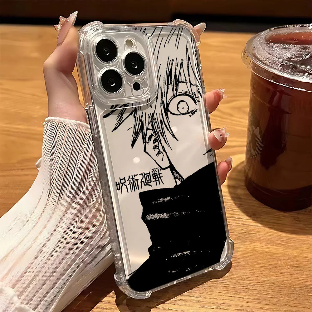 Anime Jujutsus Kaisens Gojo Phone Case for IPhone 16 15 14 13 12 11 Mini Pro Max X XR XSMax 8 Plus Shockproof Transparent Cover