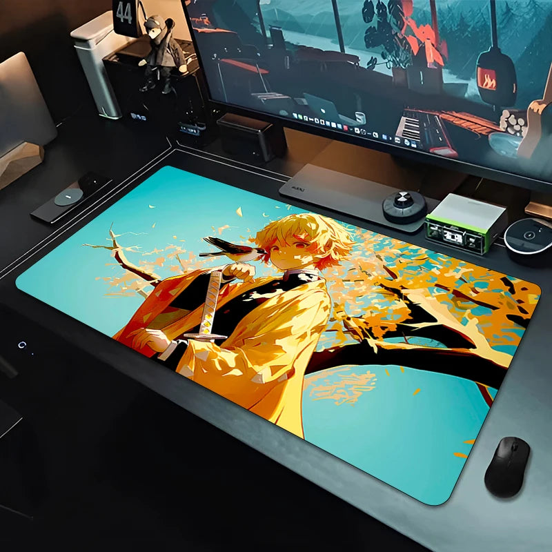 Demon Slayer Agatsuma Zenitsu Mouse Pad Gaming Accessories Office Gamer Desk Mat Non-Slip Laptop ground Large PC carpet Mousepad