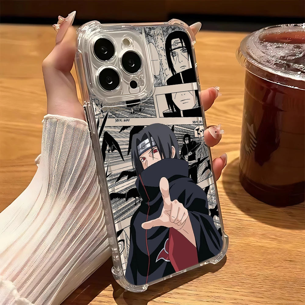 Anime Phone Case For iPhone 16 15 14 13 12 11 Mini Pro Max X XR XSMax 8 Plus Uchihas Anti Fall Itachis Transparent Sasukes Cover