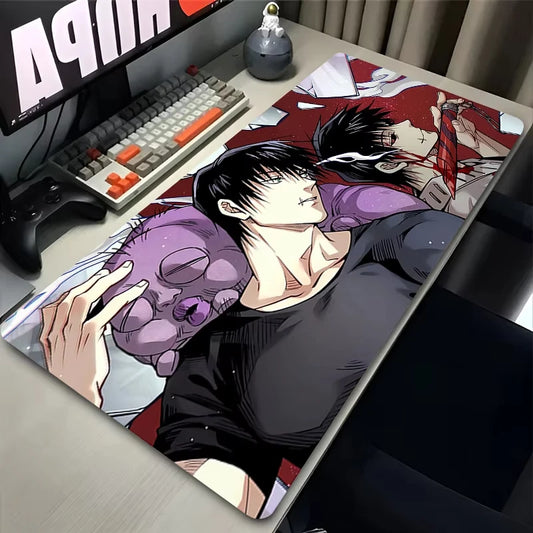 Mouse Pad Laptop Black and White Manga Mousepad Japan Anime J-jujutsu K-kaisen Desk Mouse Mat PC Toji Fushiguro HD Keyboard Pad