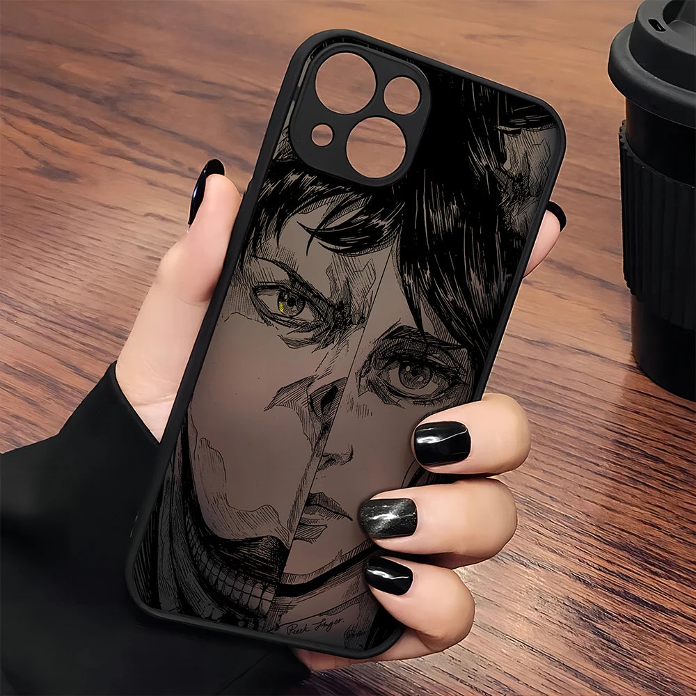 Luxury Attack On Titan Hot Anime Phone Case For iPhone 16 15 14 13 12 11 Mini Pro Max X XR XSMax 7 8 6 6s Plus Matte Clear Cover