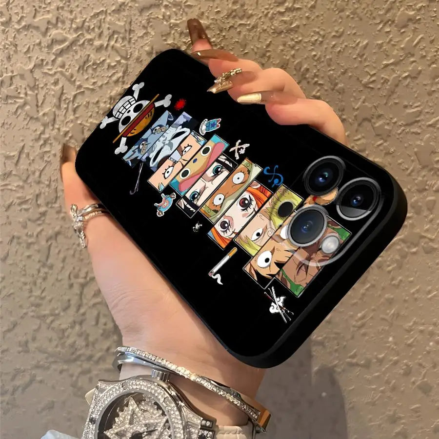 One Piece Zoro Luffy Portgas D Ace Black Soft Phone Cover Case for iPhone 15 16 14 Plus 13 12 11 17 Pro Max XR XS 17Air 7 8