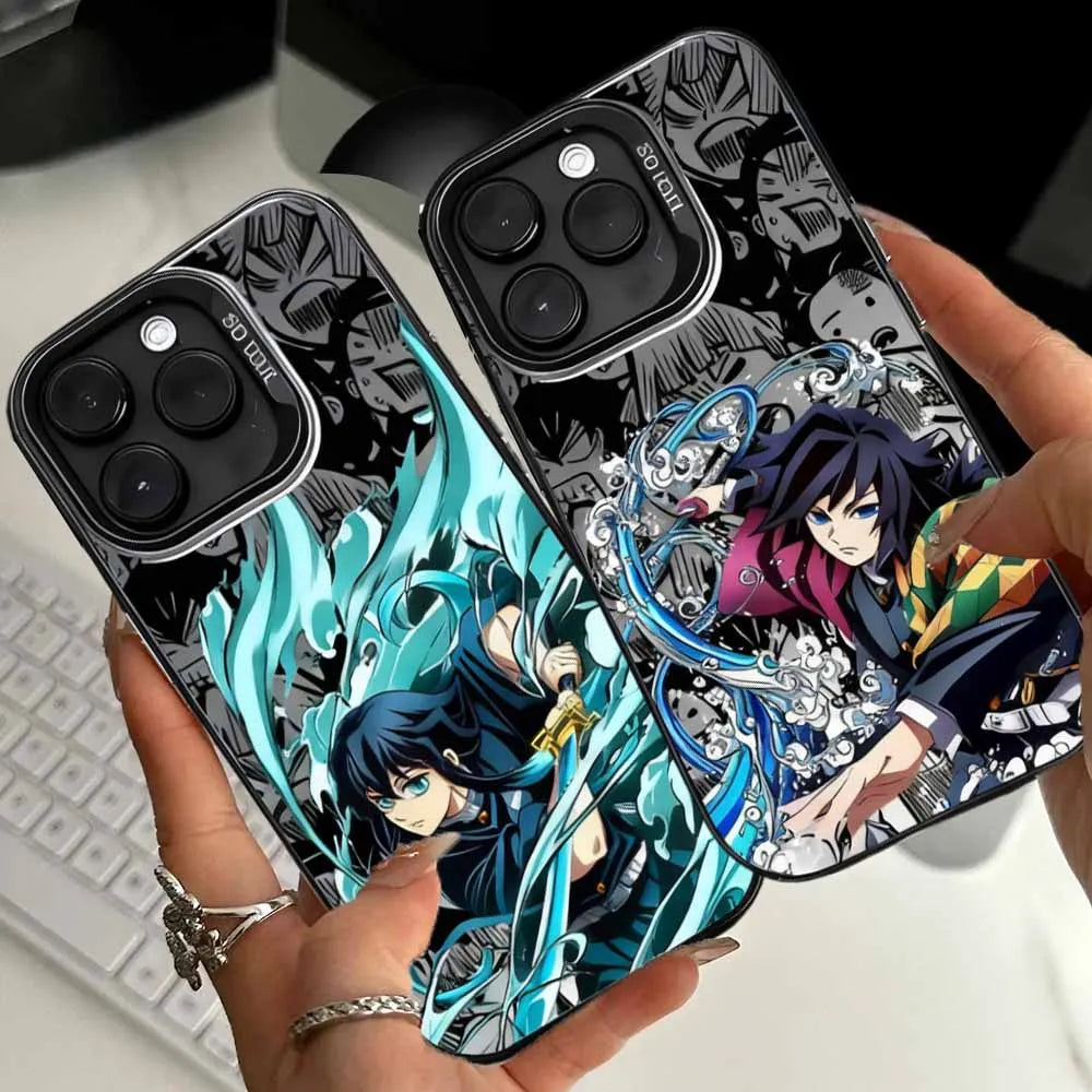 Demon Slayer Tanjiroe Giyu Tomioka Anime Case for iPhone 17 Air 17 Pro 16 15 14 12 11 13 Pro Max Plus Mini 16E Matte IMD Cover