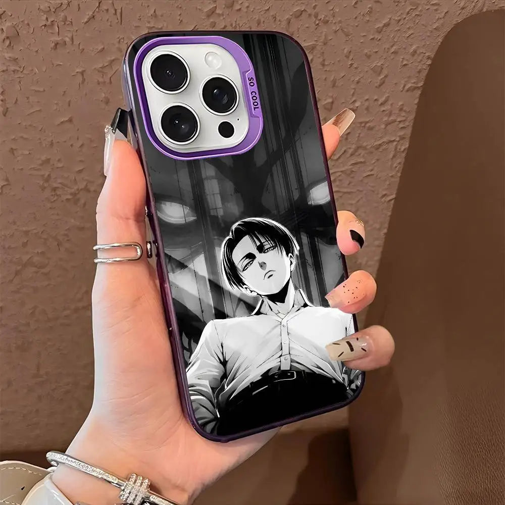 Luxury Hot Anime Attack On Titan Phone Case For IPhone 17 Air 16 15 14 13 12 11 Pro Max Plus Color Shockproof Back Silver Cove