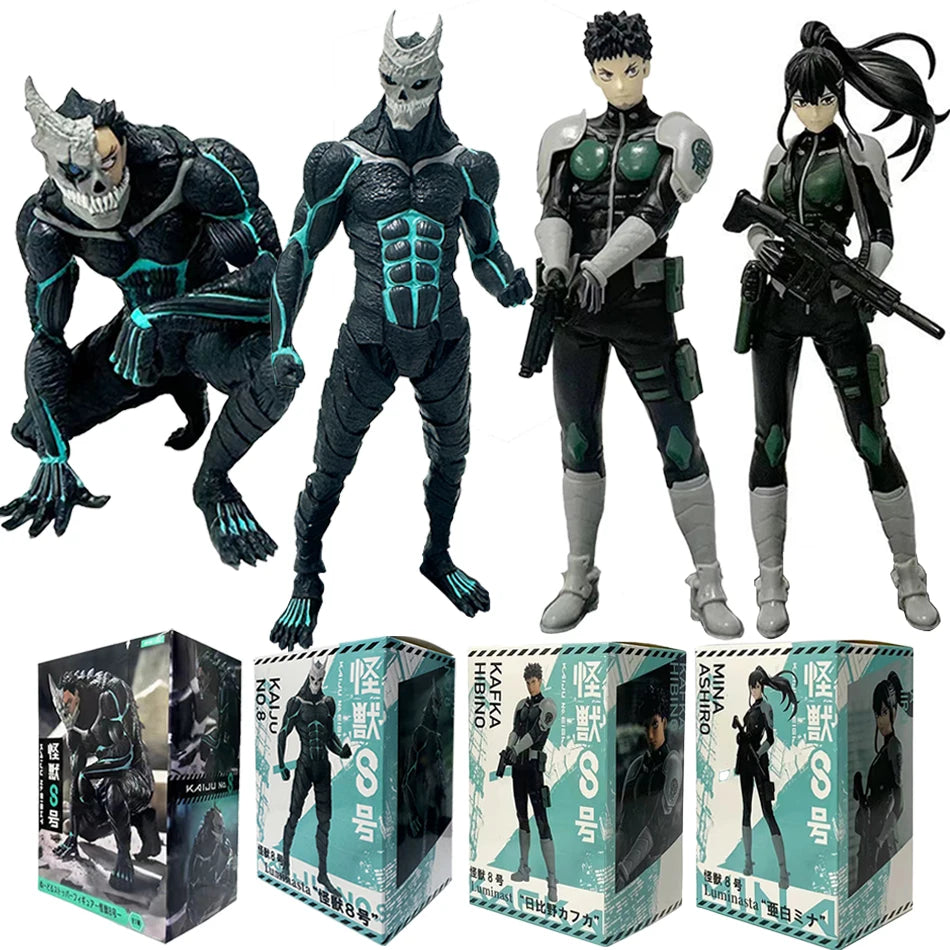 In Stock 1-4PCS Amine Kaiju No. 8 Figure Kafka Hibino Mina Ashiro Skeleton Creative PVC Model Toys Kids Action Statue Doll Gifts